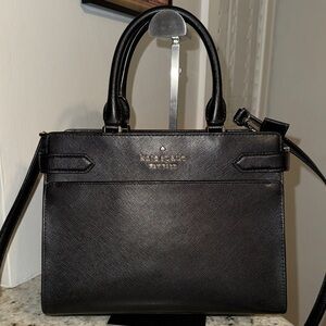 Kate Spade Staci Black Medium Satchel Bag Crossbody Strap